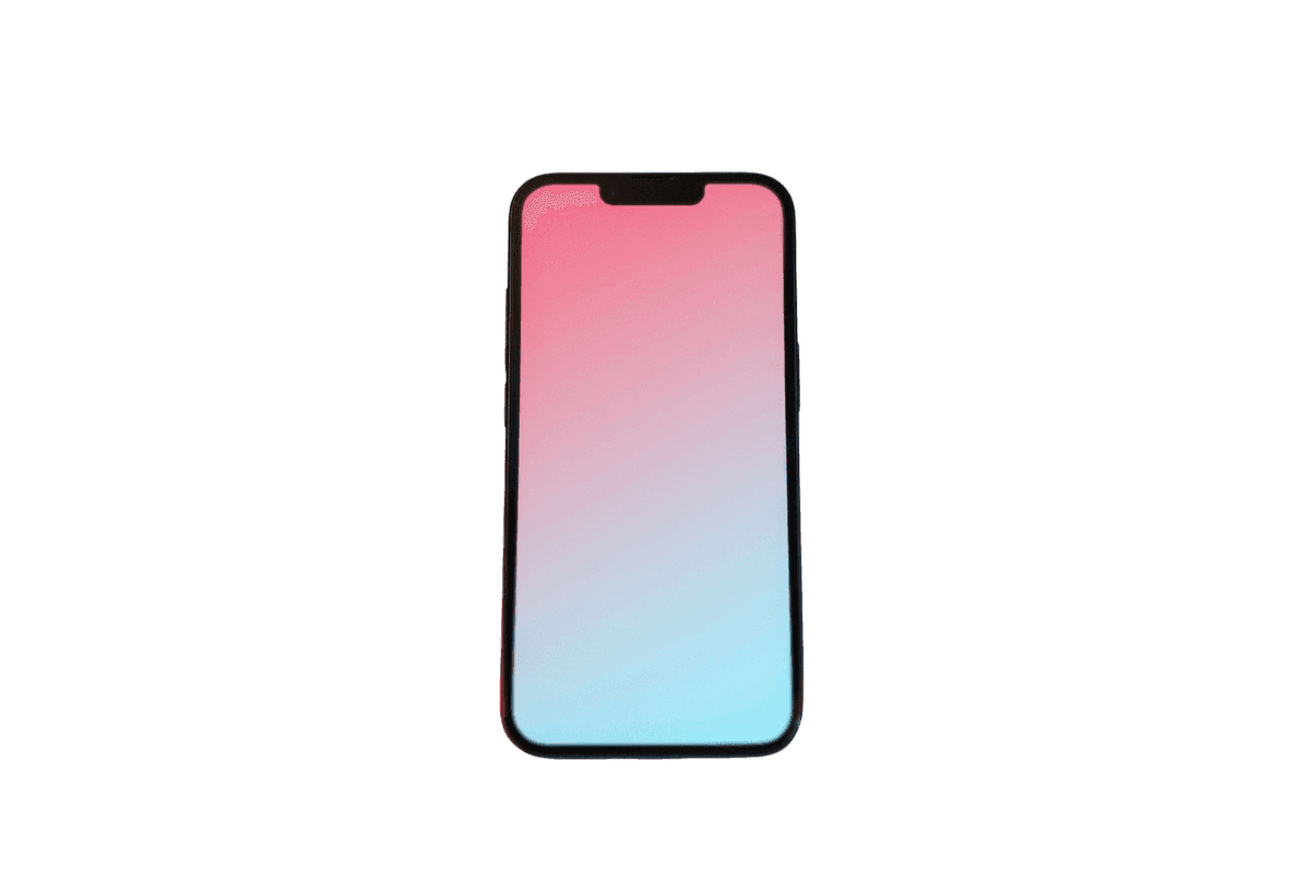 A phone with a colourful gradient wallpaper on its screen